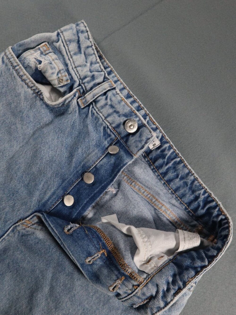 Zara Jeans Size 4 Womens Skinny Distressed Mid Rise Blue Denim Button Fly